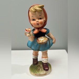Vintage Eric Schauffer Porcelain “Spring Festival” Girl w/Apples Figurine 7”